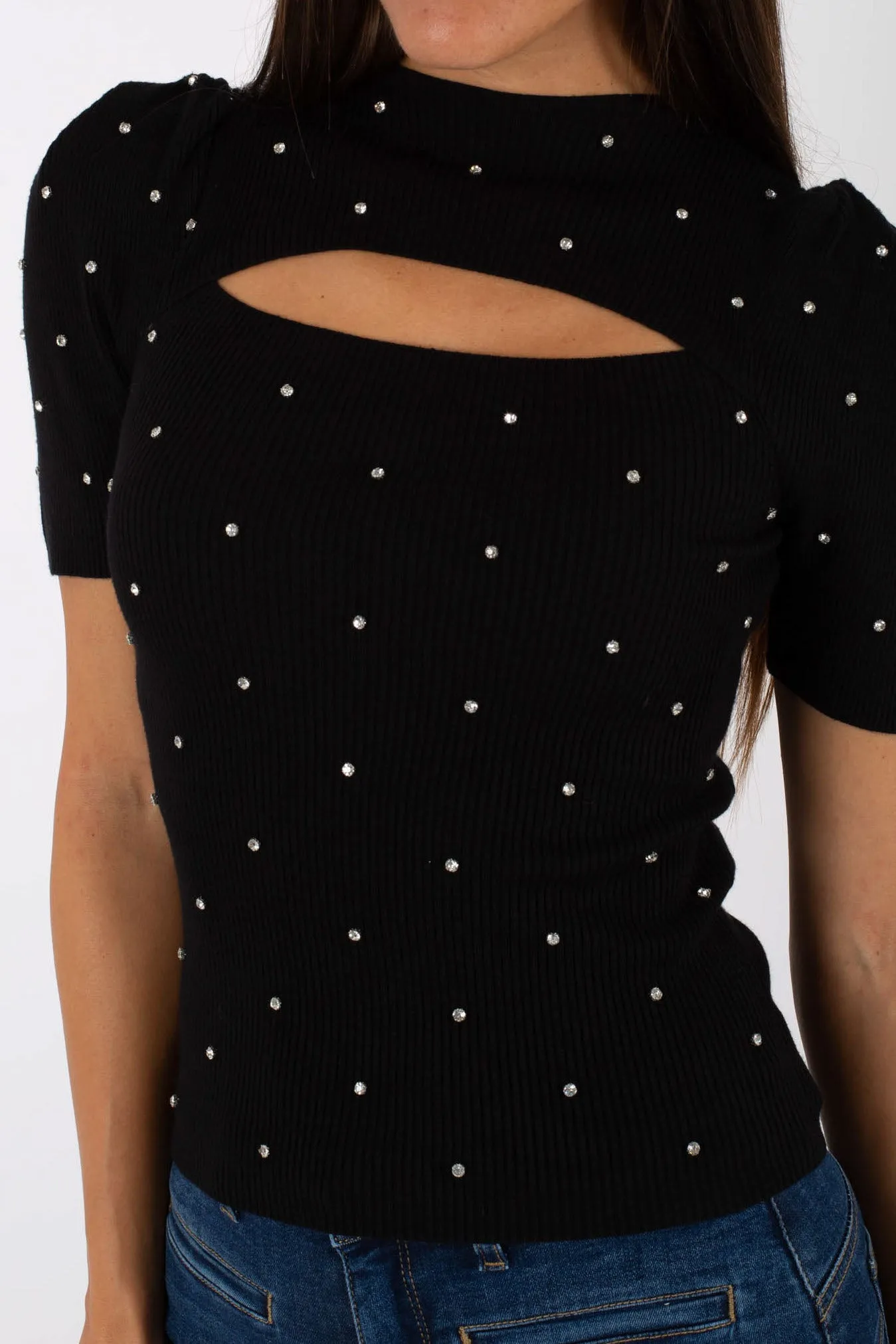 Liu Jo Ecs Maglia M/c Castoni Nero Donna