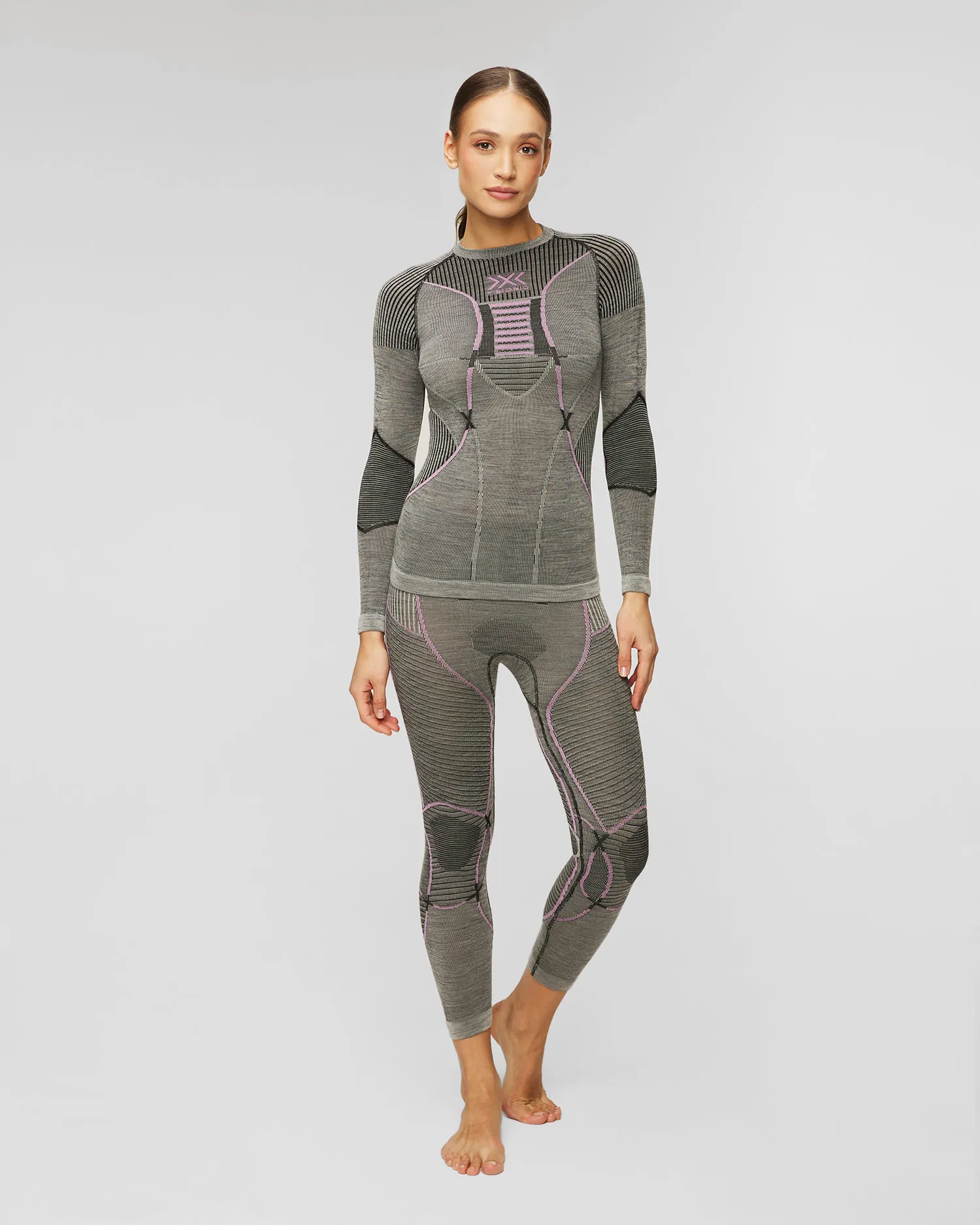 Maglietta a maniche lunghe termoattiva grigia da donna X-Bionic Merino clwt06w23w-b343
