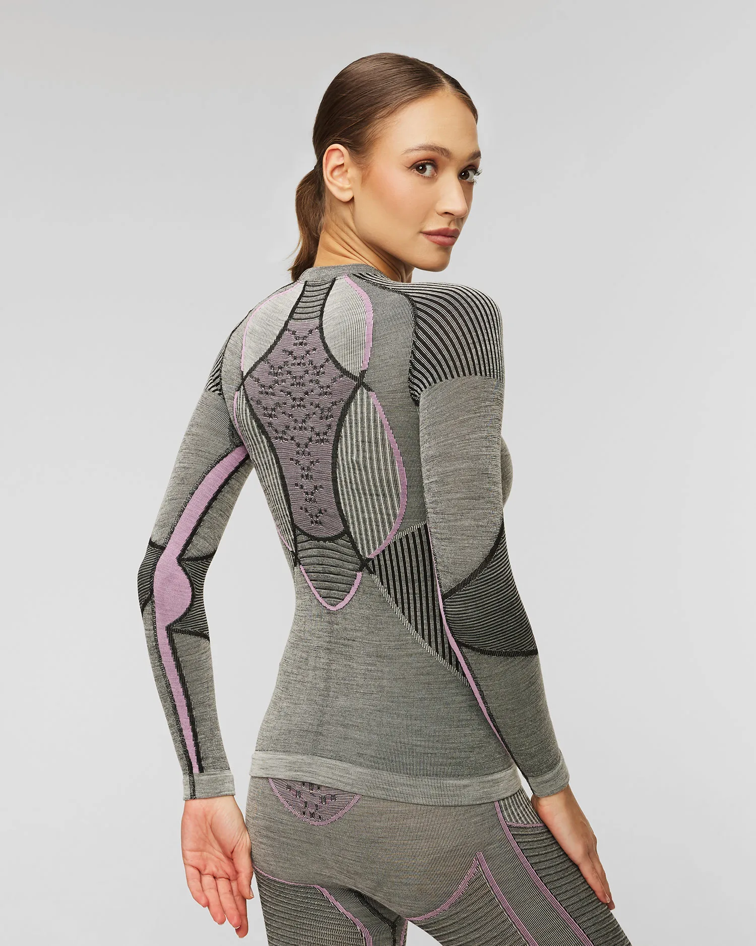Maglietta a maniche lunghe termoattiva grigia da donna X-Bionic Merino clwt06w23w-b343