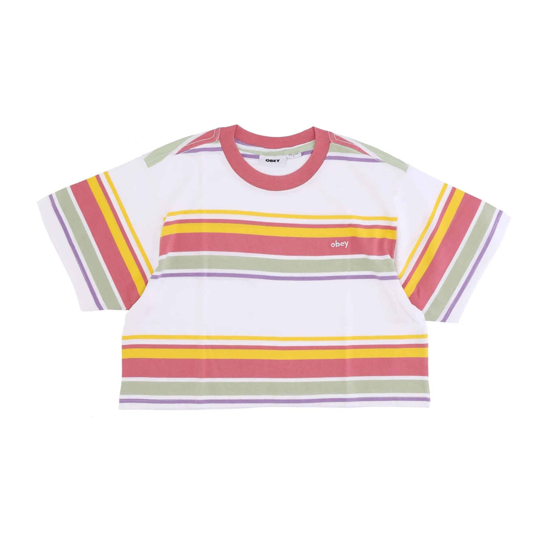 Maglietta Corta Donna June Stripes Cropped Tee Pink Amethyst Multi