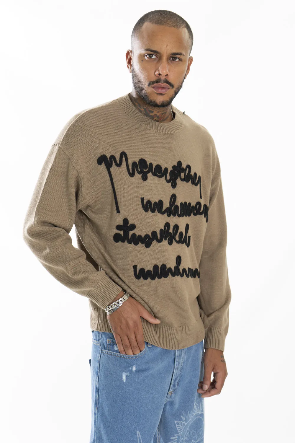 Maglione Uomo Con Scritte Girocollo Art. Mg109