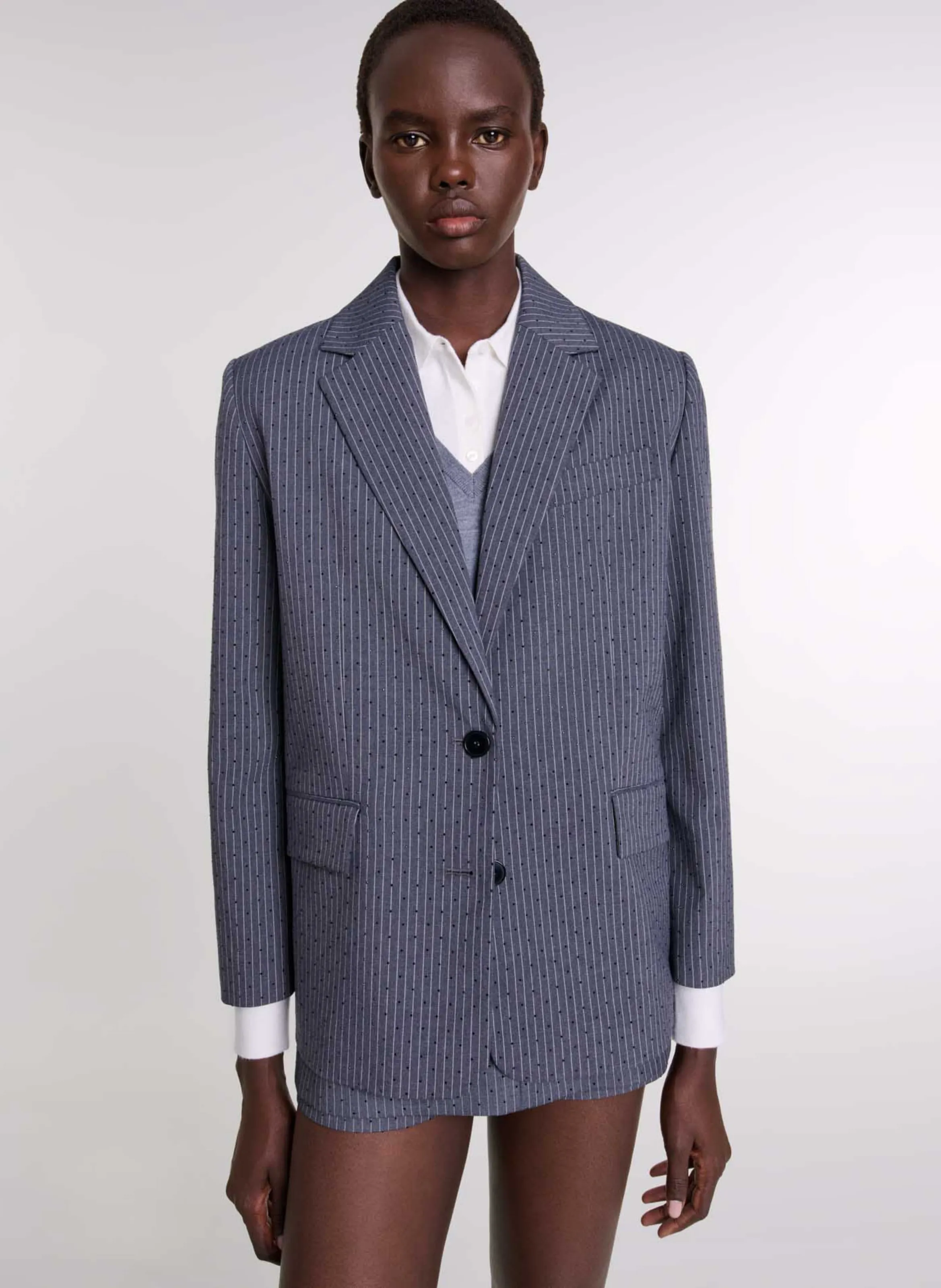  MAJE   Giacca da tailleur diritta a righe | Depennato