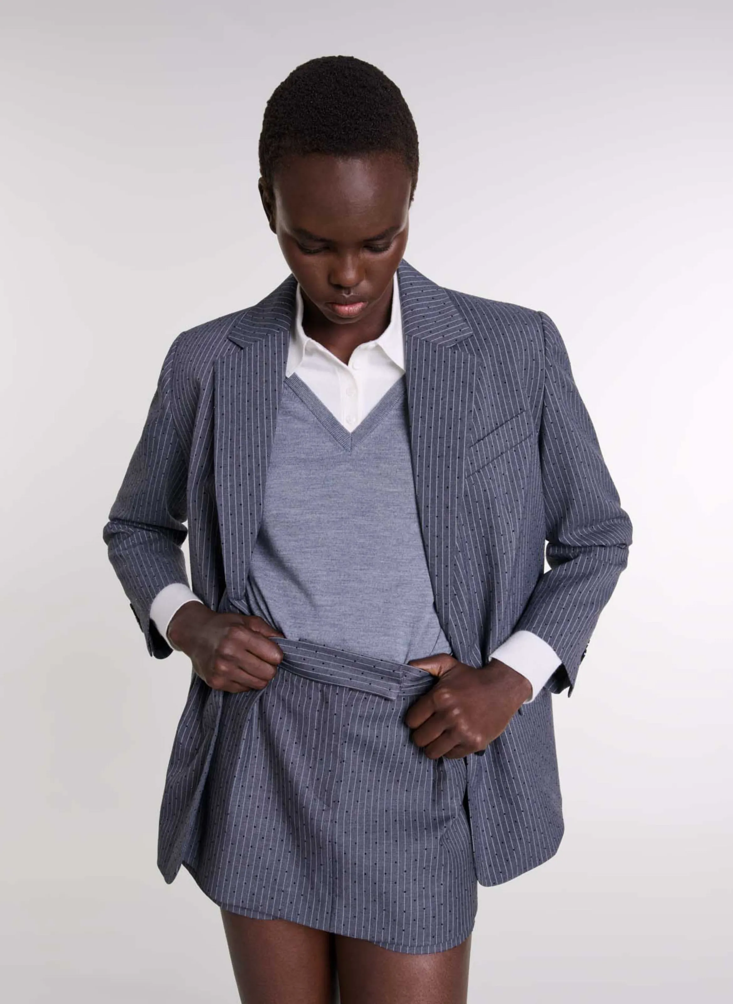  MAJE   Giacca da tailleur diritta a righe | Depennato