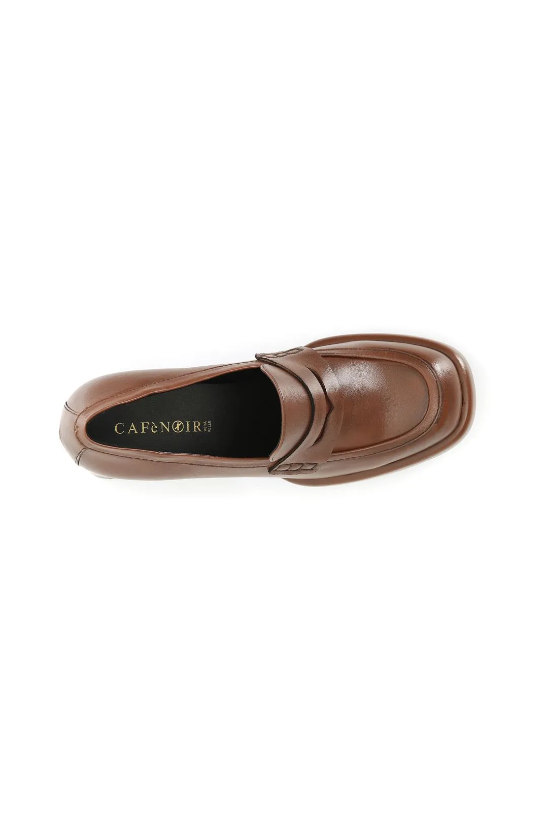 mocassino donna in pelle con plateau brandy
