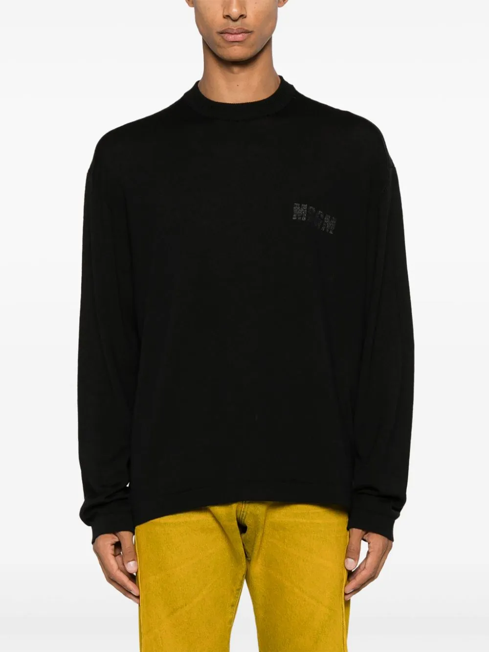 Msgm Maglia Nero Uomo Maxi Logo Posteriore