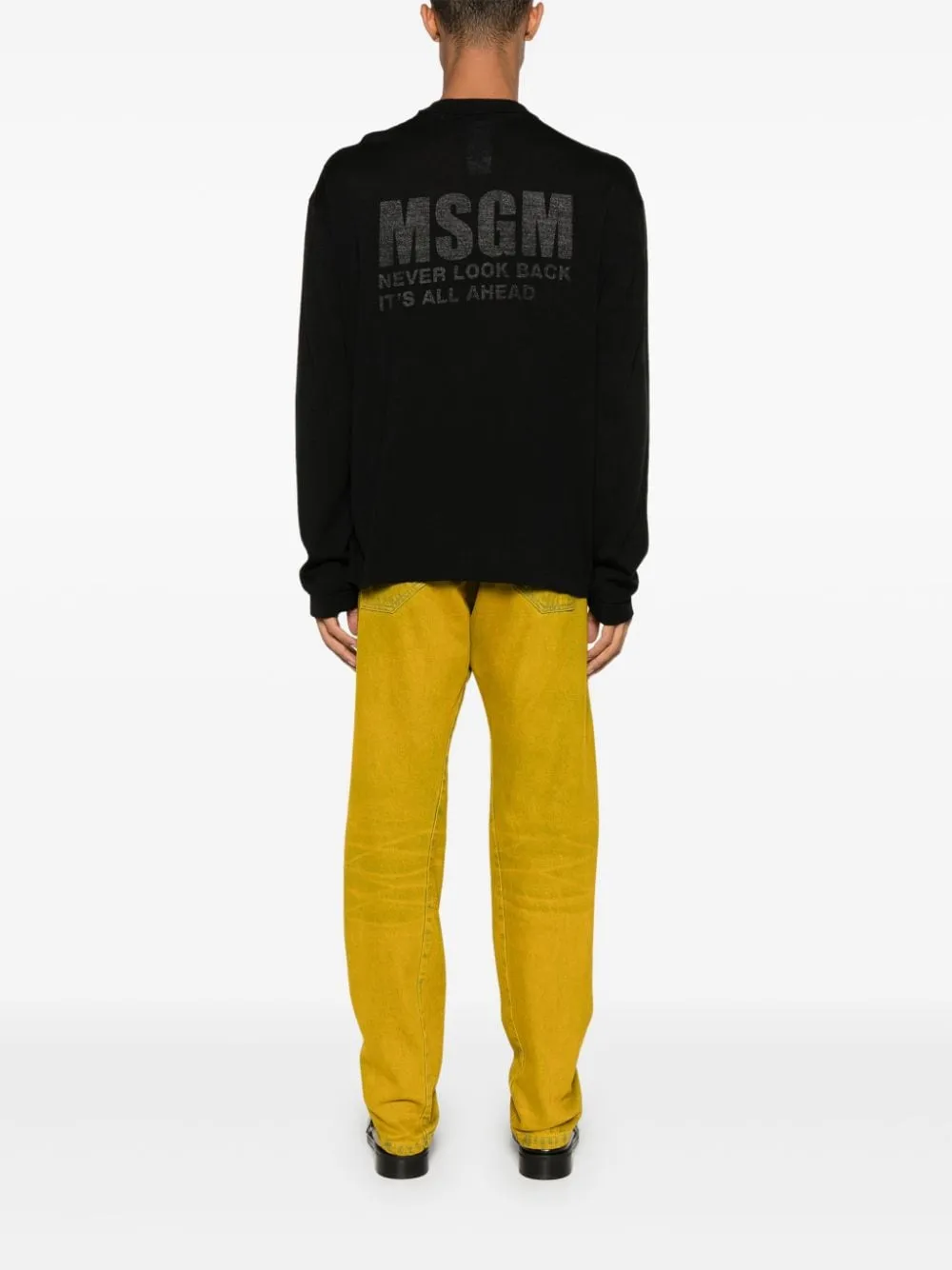 Msgm Maglia Nero Uomo Maxi Logo Posteriore