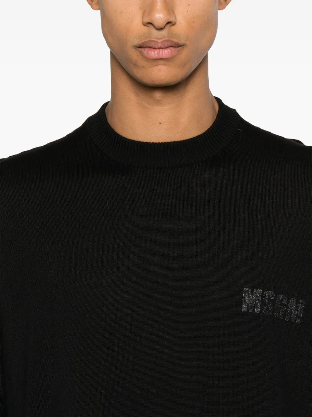 Msgm Maglia Nero Uomo Maxi Logo Posteriore