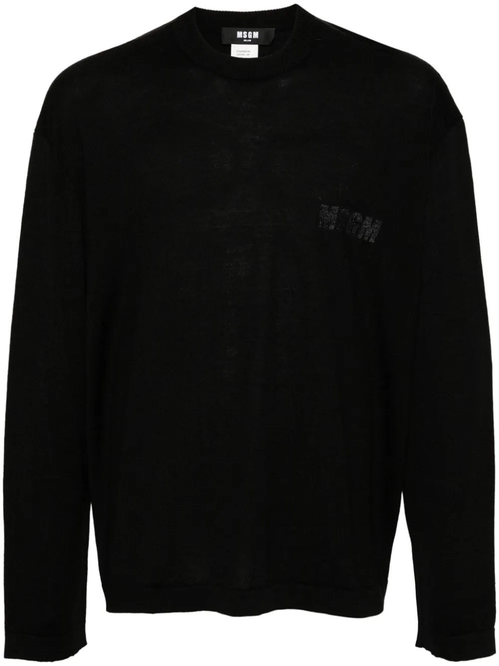 Msgm Maglia Nero Uomo Maxi Logo Posteriore