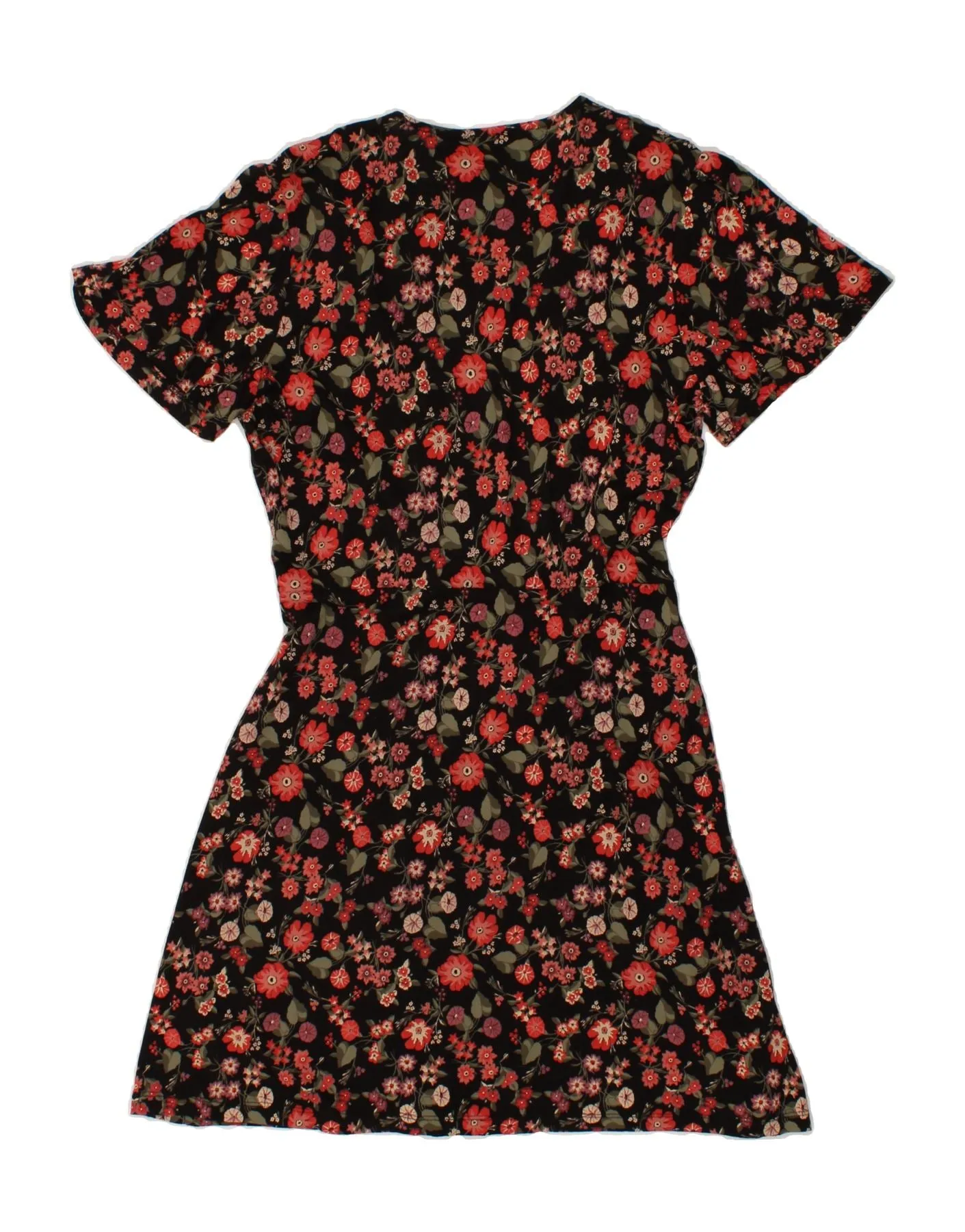 NEXT Womens A-Line Dress UK 12 Medium Black Floral Viscose