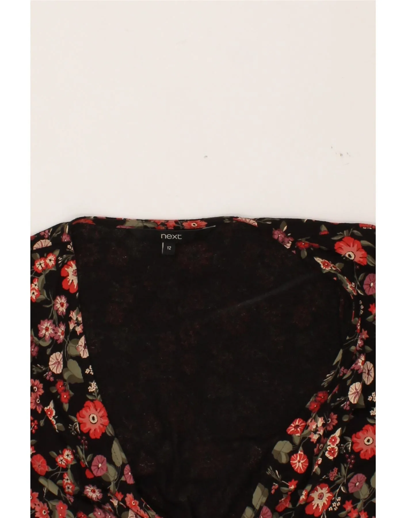 NEXT Womens A-Line Dress UK 12 Medium Black Floral Viscose