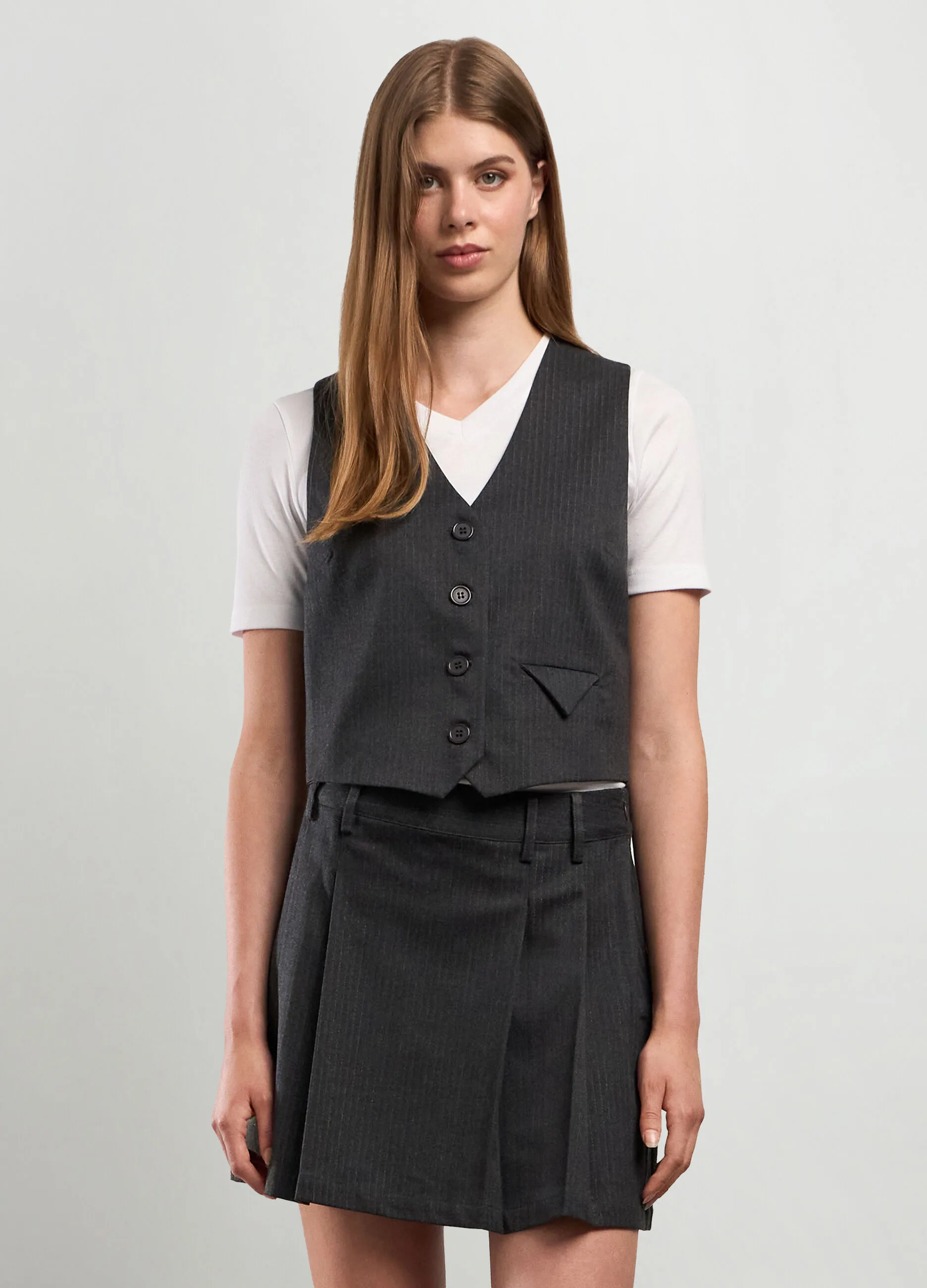 NICE & CHIC  Gilet gessato in misto viscosa donna