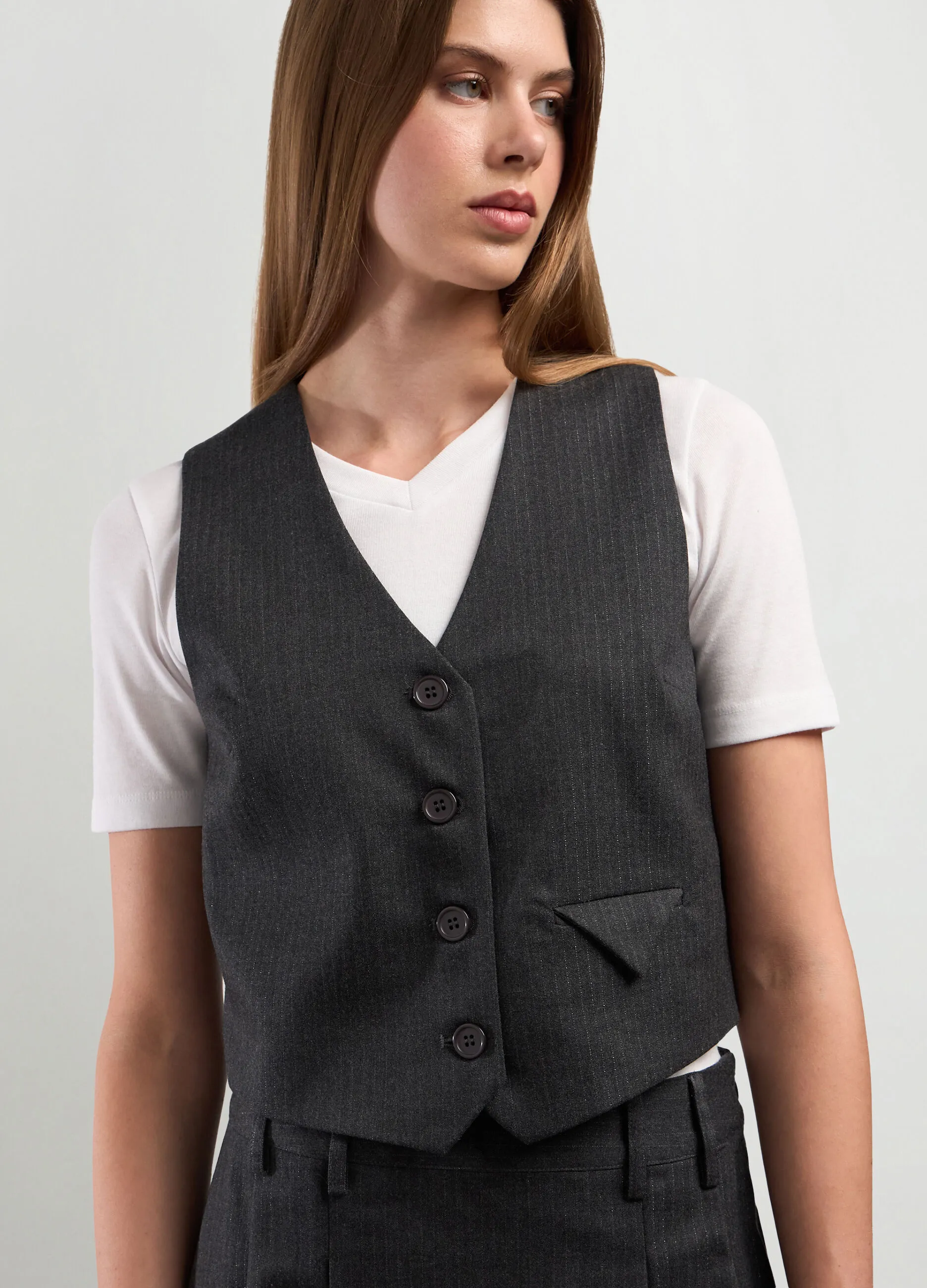 NICE & CHIC  Gilet gessato in misto viscosa donna