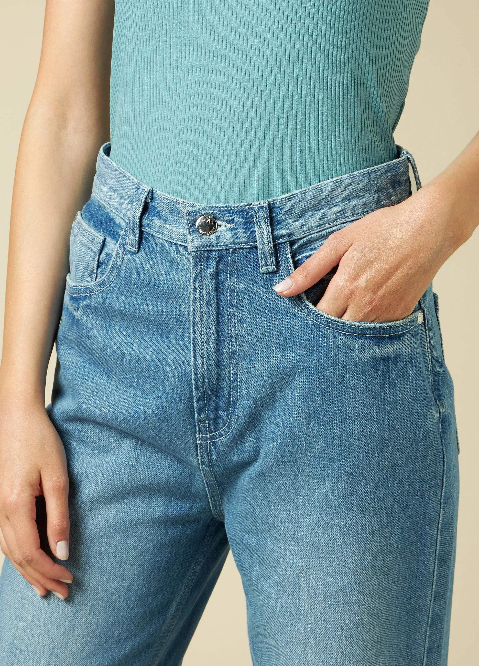 NICE & CHIC  Jeans wide leg in puro cotone donna