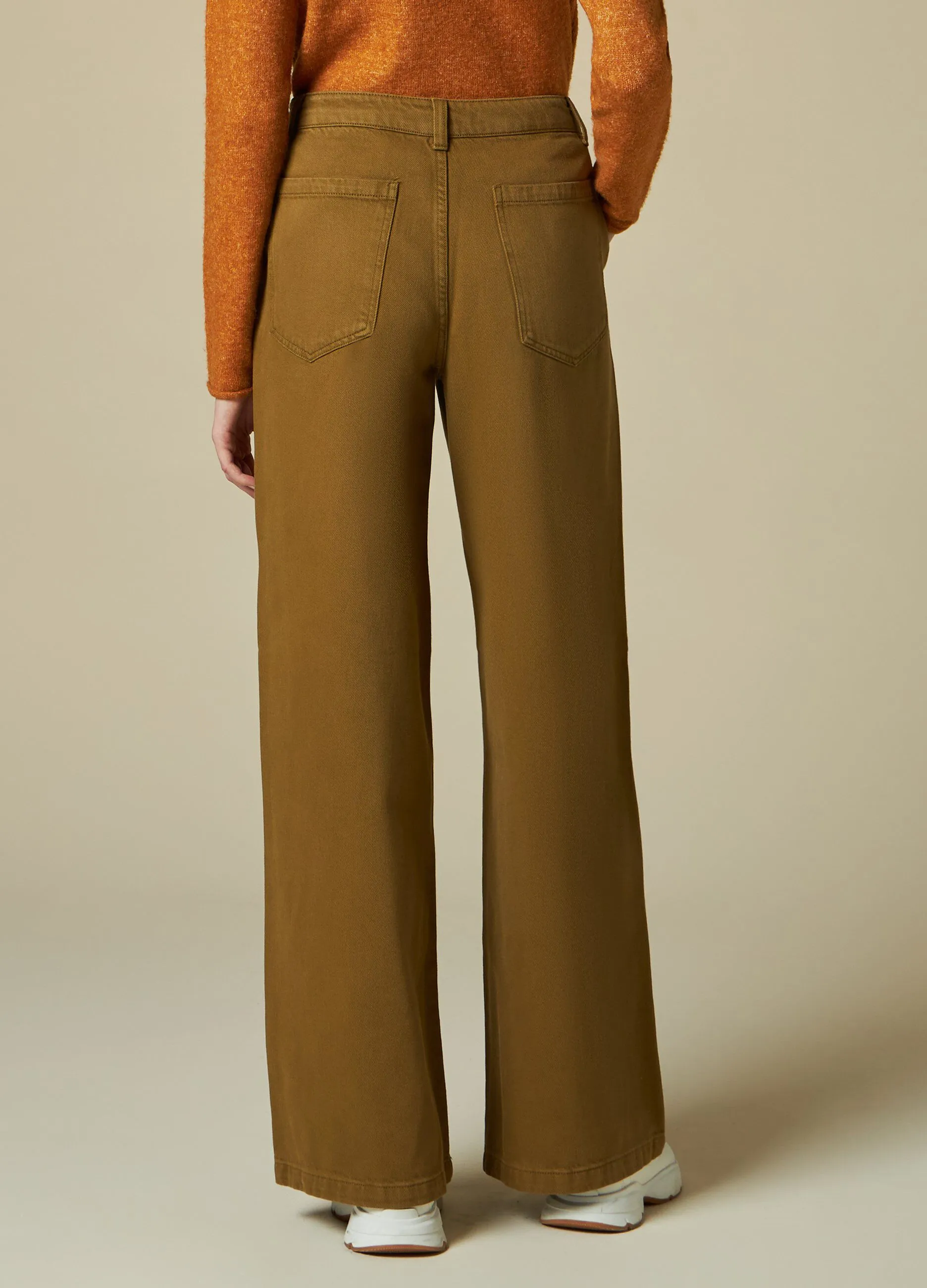 NICE & CHIC  Pantaloni wide leg in puro cotone donna