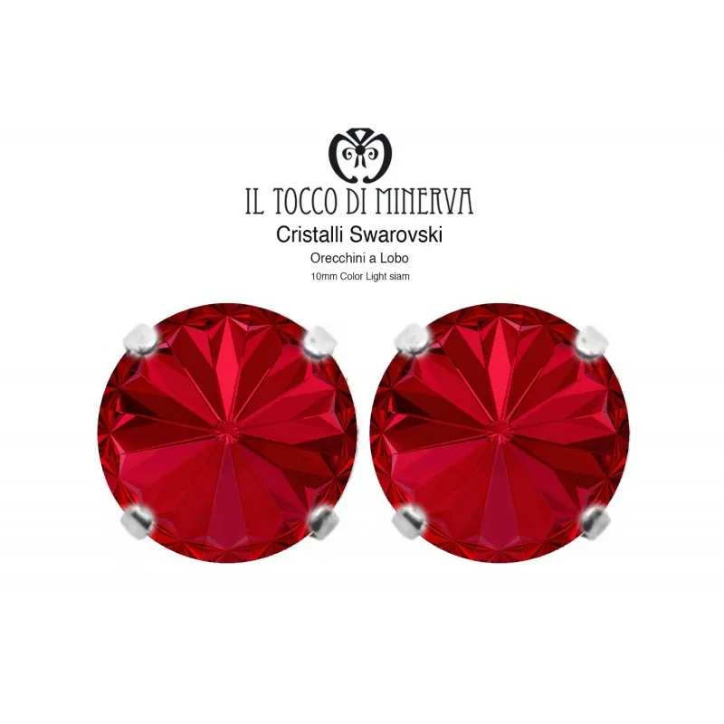 Orecchini Cristallo Swarovski a Lobo 10 mm colore Rosso – Fatto a Mano