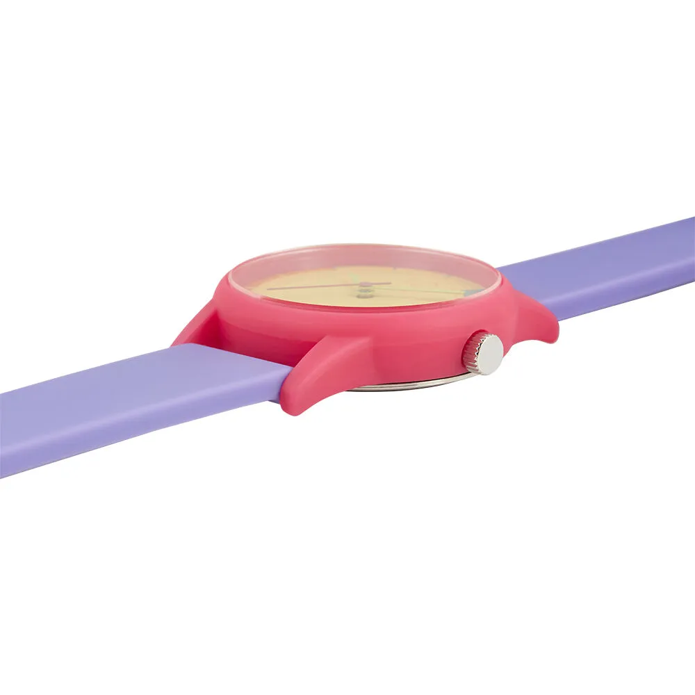 Orologio Al Quarzo Stroili Mykonos Cassa Rotonda Silicone Rosso 33x27.2 mm Quadrante Giallo Cinturino Silicone Lilla