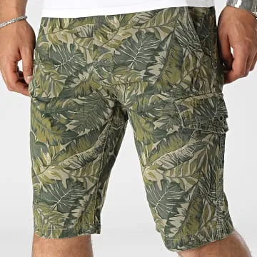 Pantaloncini Cargo verde Khaki con fiori