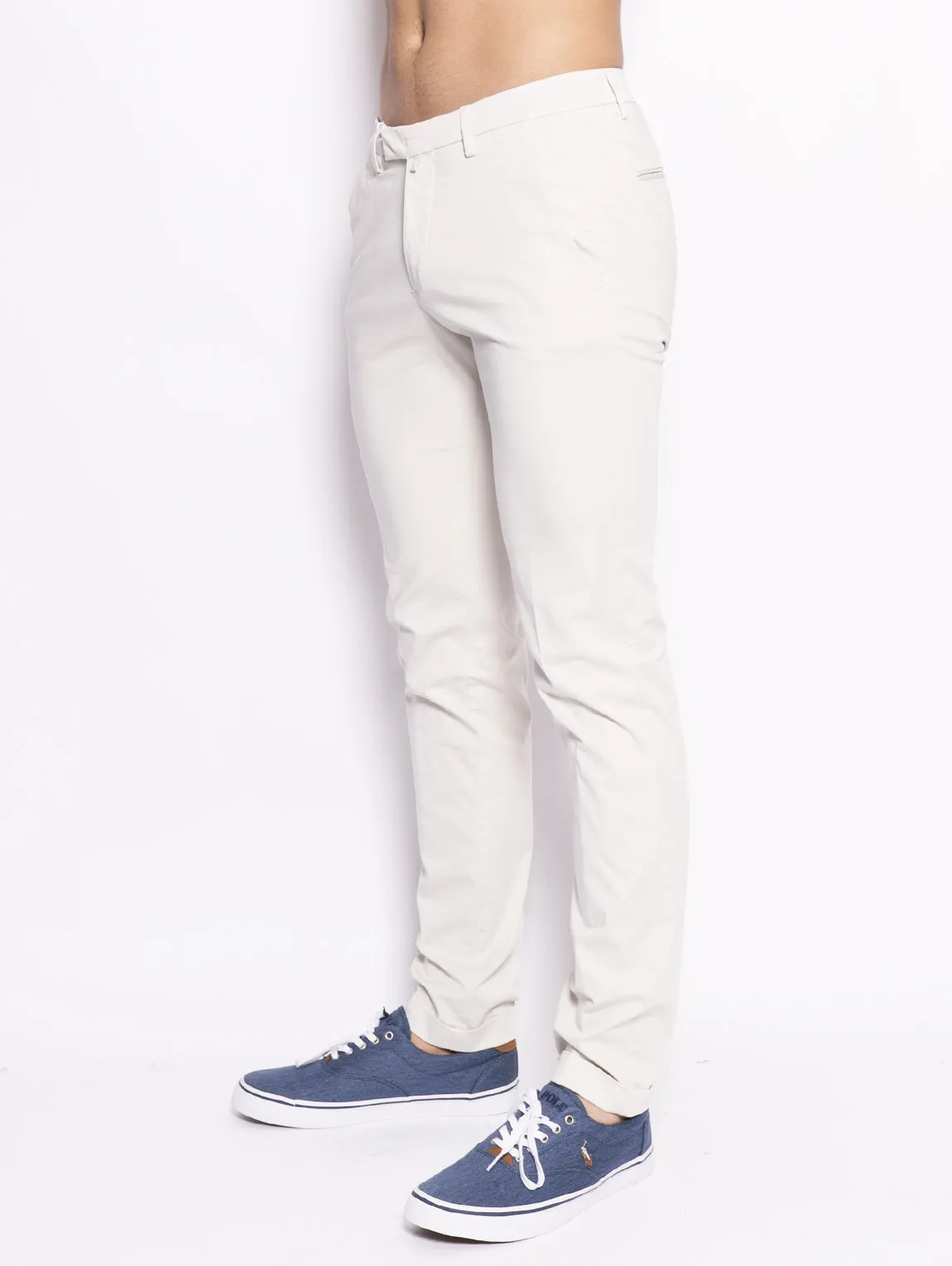 Pantalone in Misto Cotone Ghiaccio