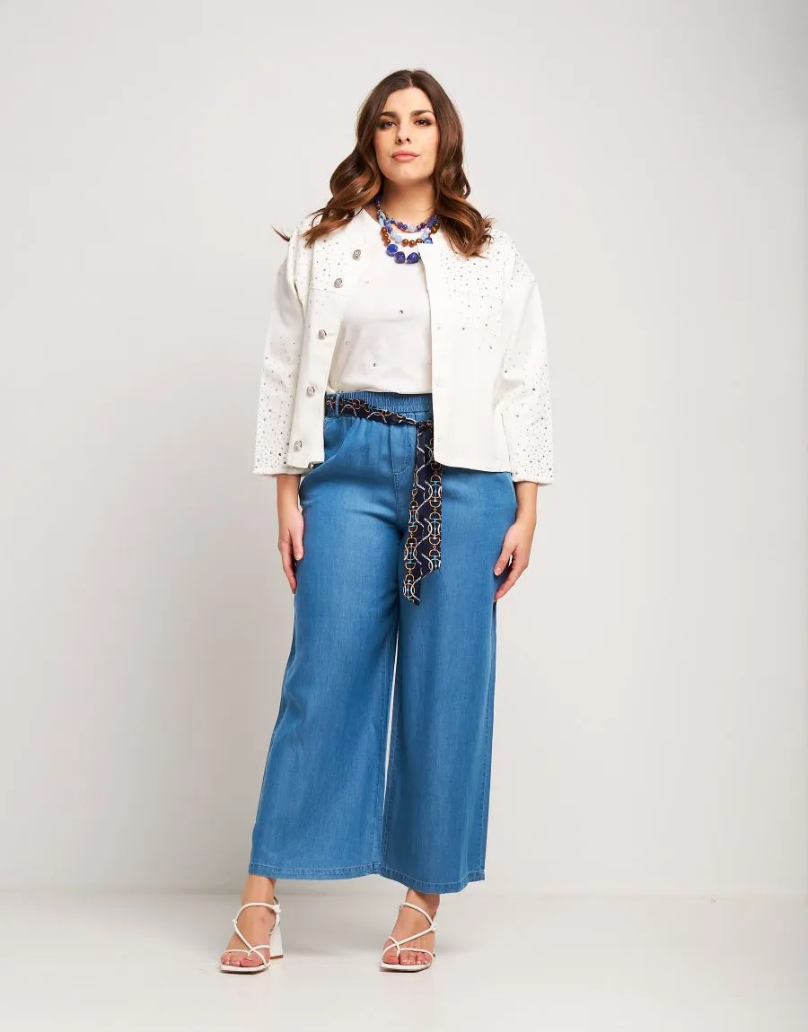 Pantalone largo in denim con tasche