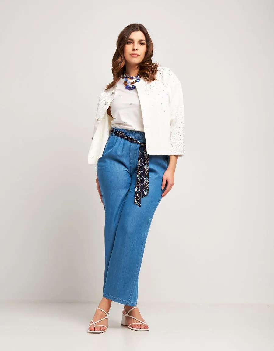 Pantalone largo in denim con tasche