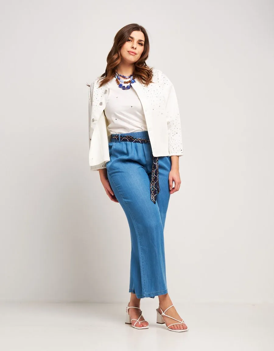 Pantalone largo in denim con tasche