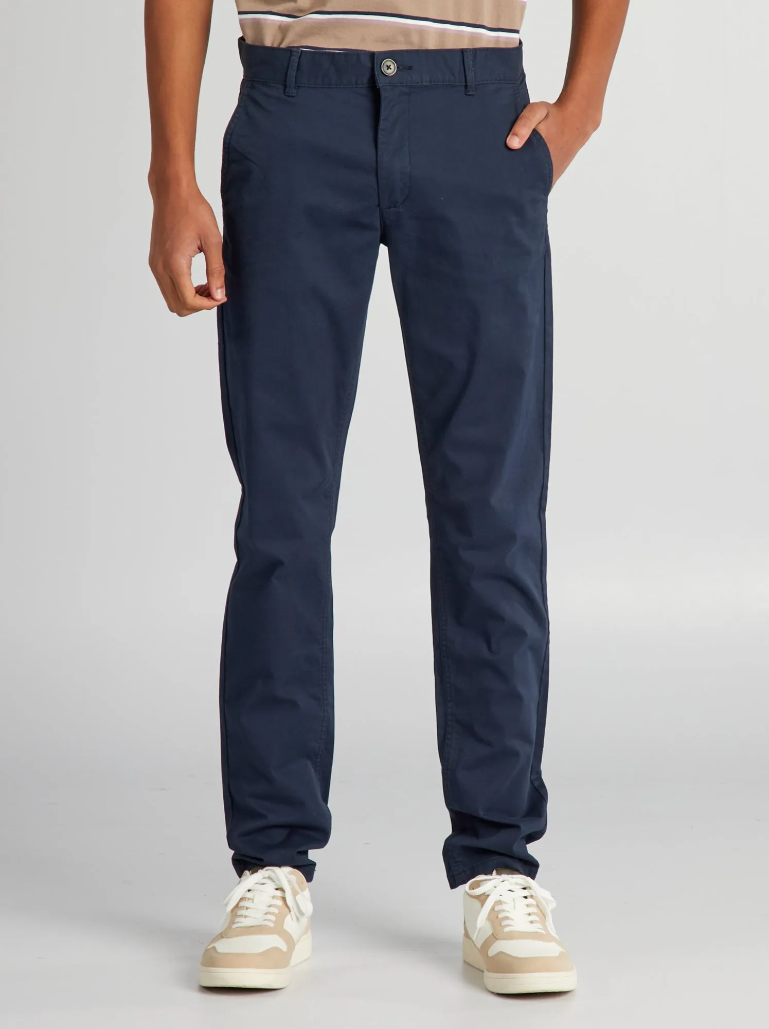 Pantaloni chino slim puro cotone L36 + 1 m 90 - blu