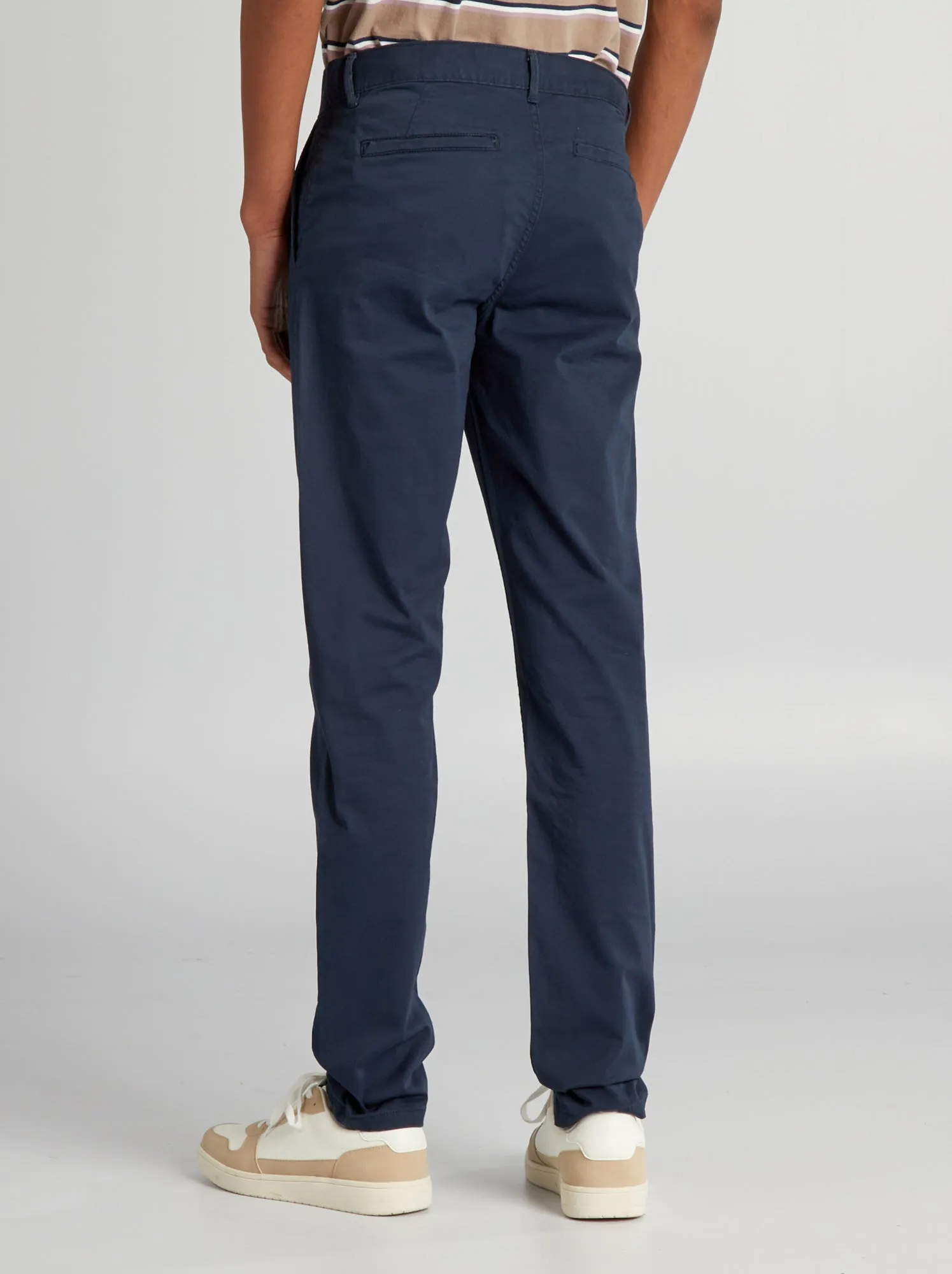 Pantaloni chino slim puro cotone L36 + 1 m 90 - blu
