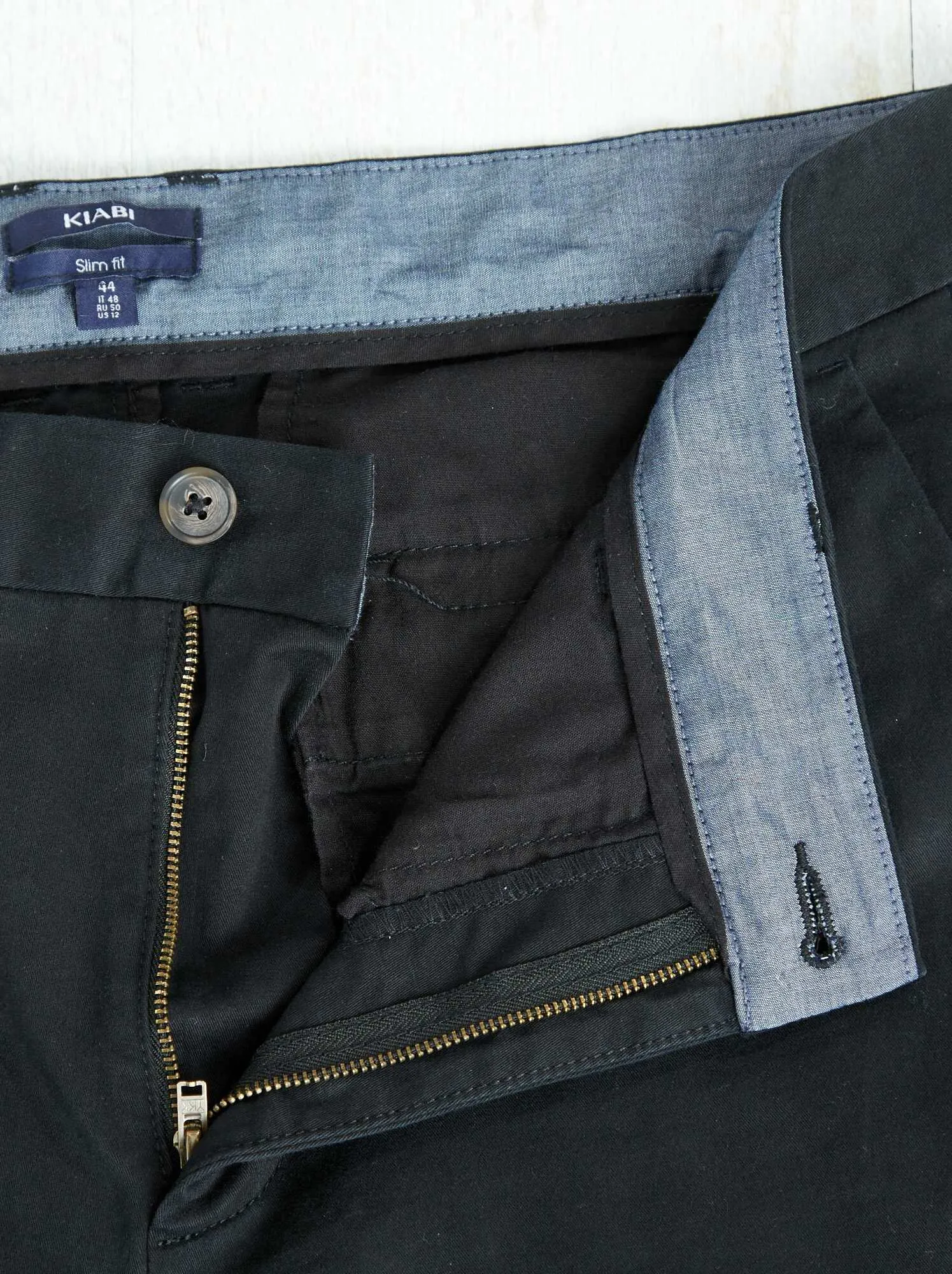 Pantaloni chino slim puro cotone L36 + 1 m 90 - Nero