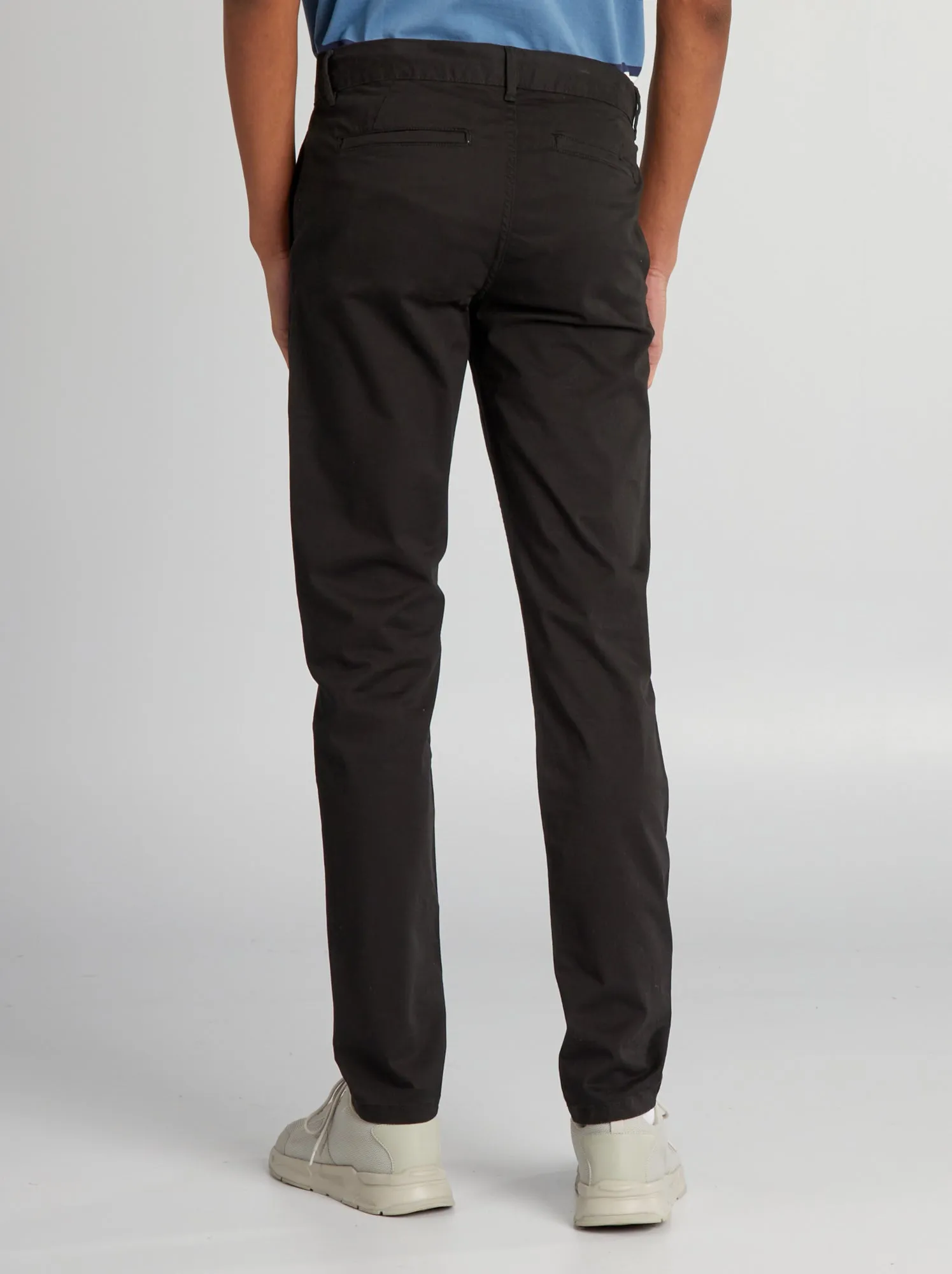 Pantaloni chino slim puro cotone L36 + 1 m 90 - Nero