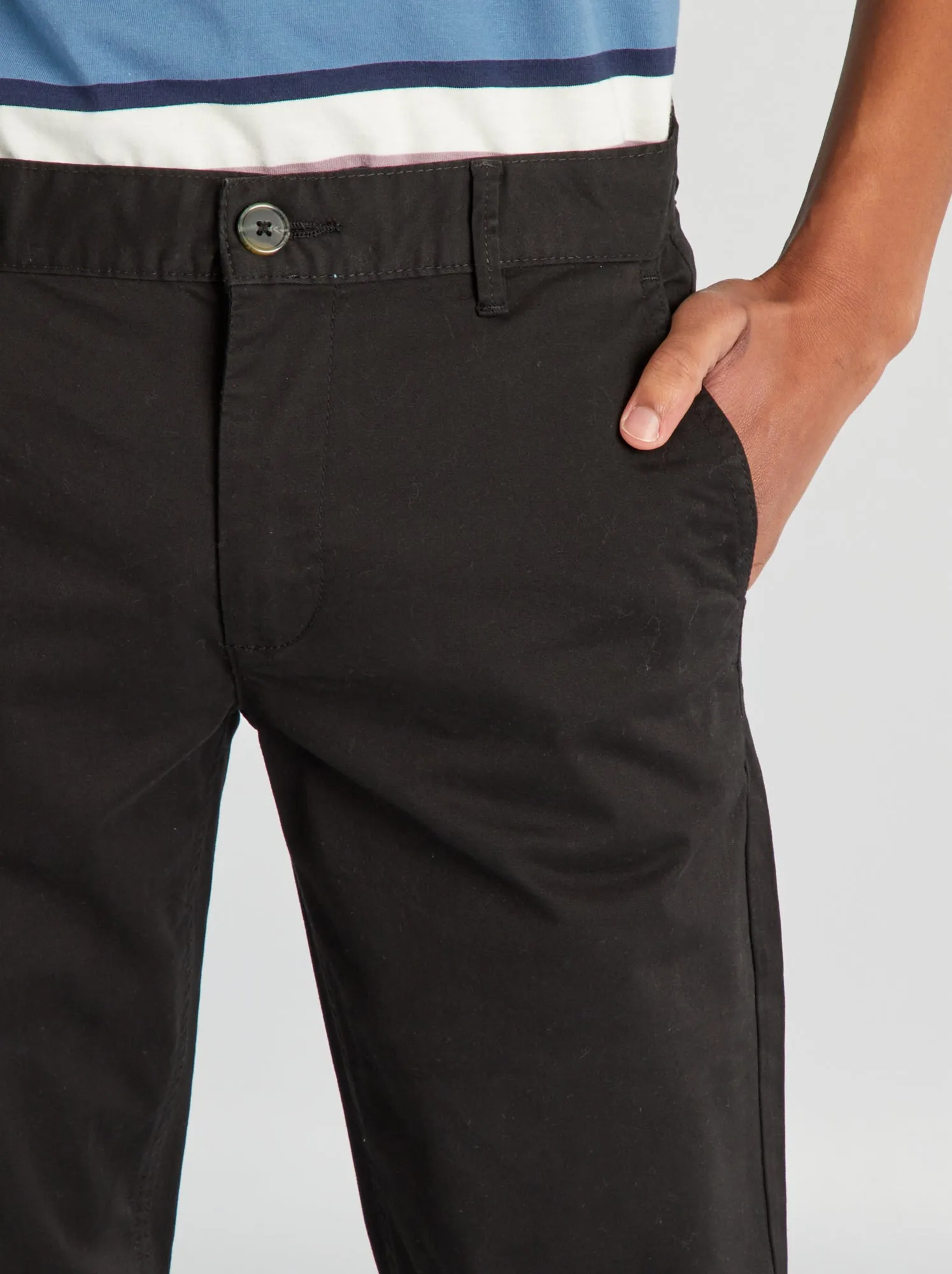 Pantaloni chino slim puro cotone L36 + 1 m 90 - Nero