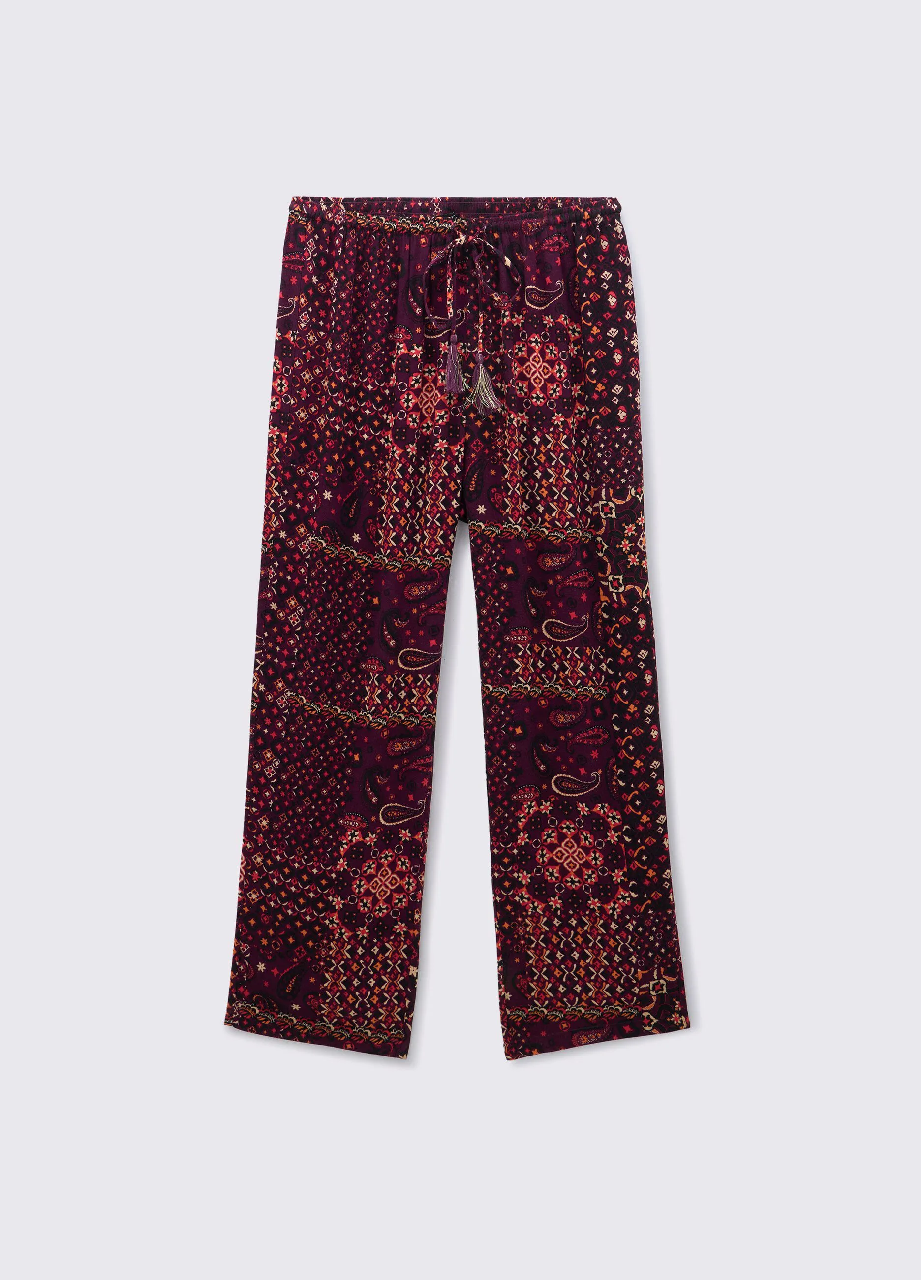 Pantaloni in pura viscosa con stampa donna curvy