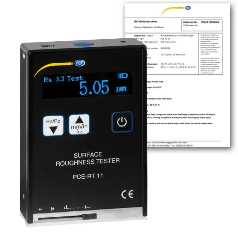 PCE Instruments PCE-RT 11-ICA Analizzatore di superficie portatile, misura rugosità Ra, Rz, Rq, Rt con tastatore piezoelettrico,