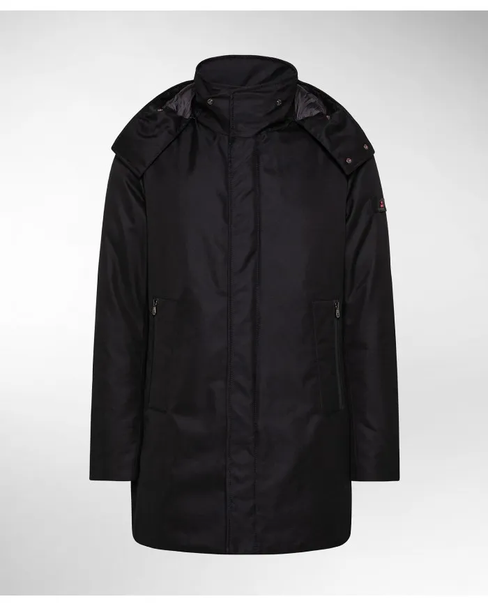 PEUTEREY Trench Uomo Piaza SL 01 A-TI Piumino Impermeabile Cappuccio Nero Blu 01 NERO