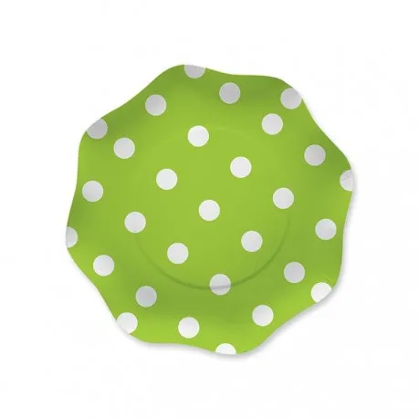 Piatti pois verde mela cm 18 pezzi 10