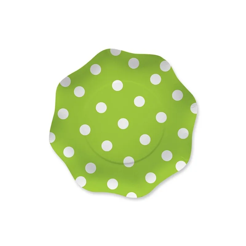 Piatti pois verde mela cm 18 pezzi 10