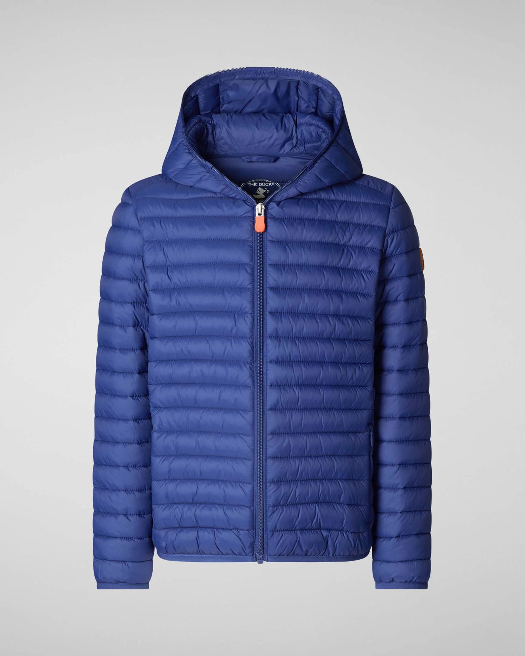 Piumino blu royal Huey con cappuccio fisso in nylon opaco imbottito in Plumtech® 3-8 anni
