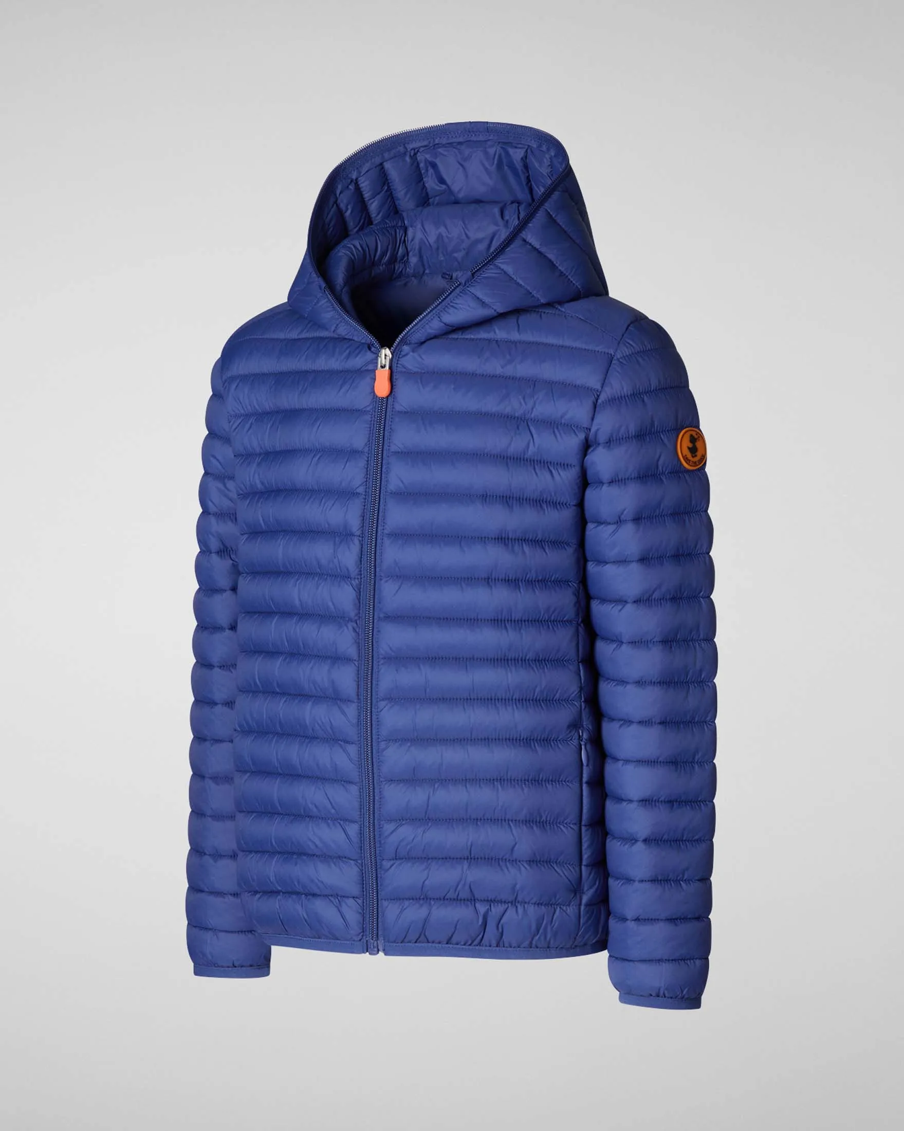 Piumino blu royal Huey con cappuccio fisso in nylon opaco imbottito in Plumtech® 3-8 anni