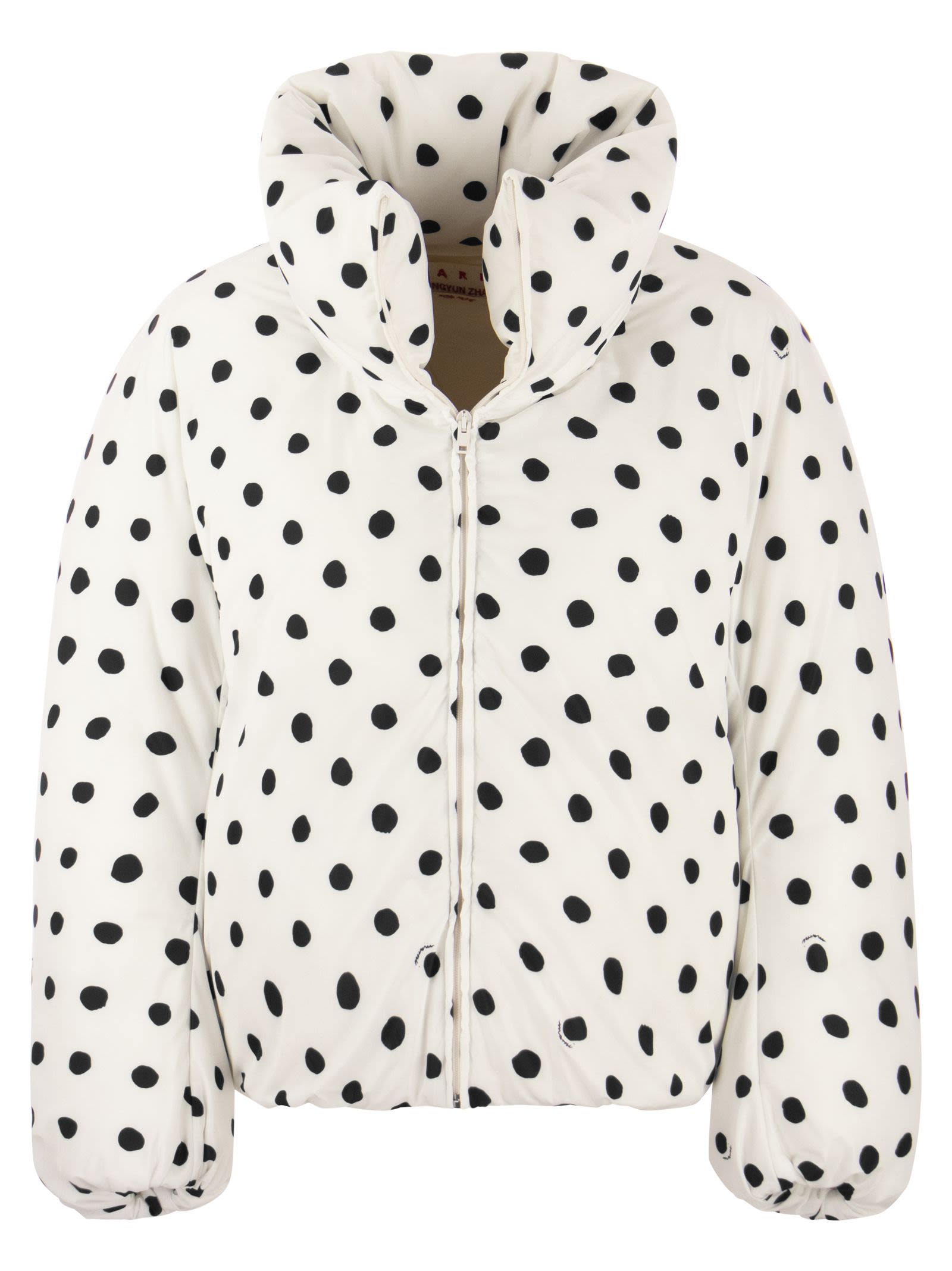 Piumino oversize con pois