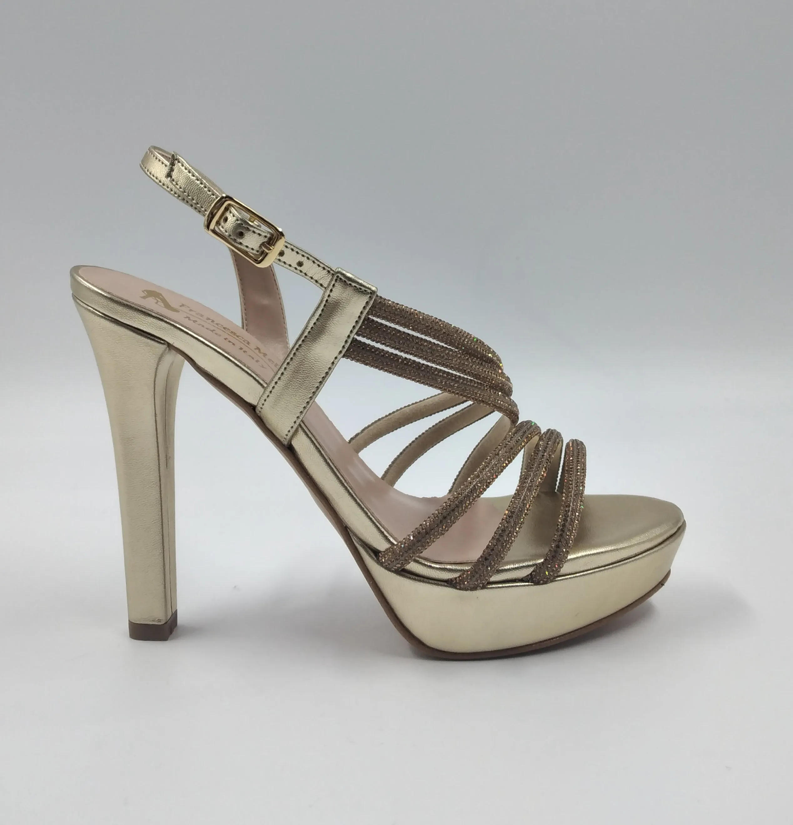 SANDALI FASCE STRASS PLATINO