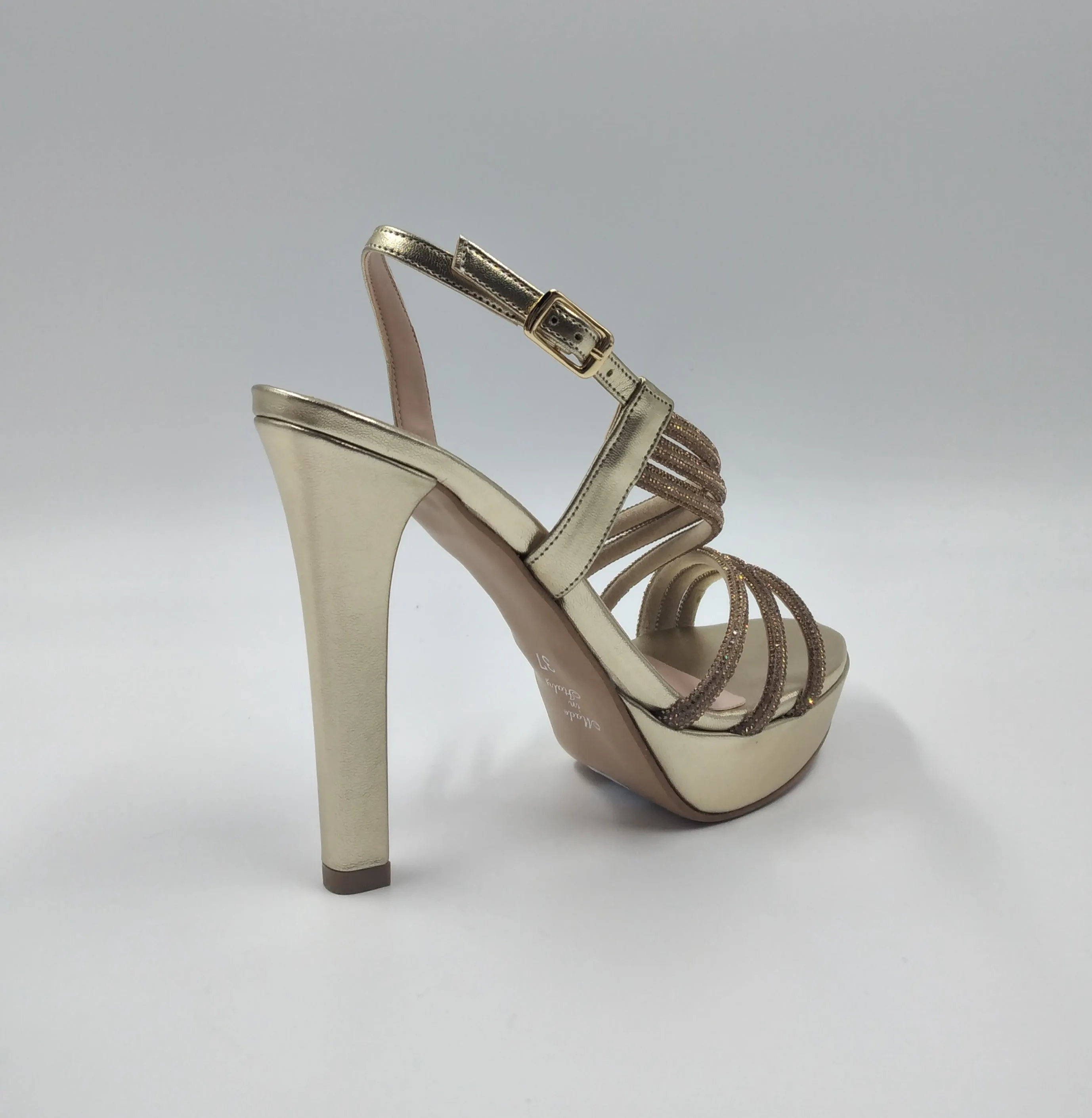 SANDALI FASCE STRASS PLATINO