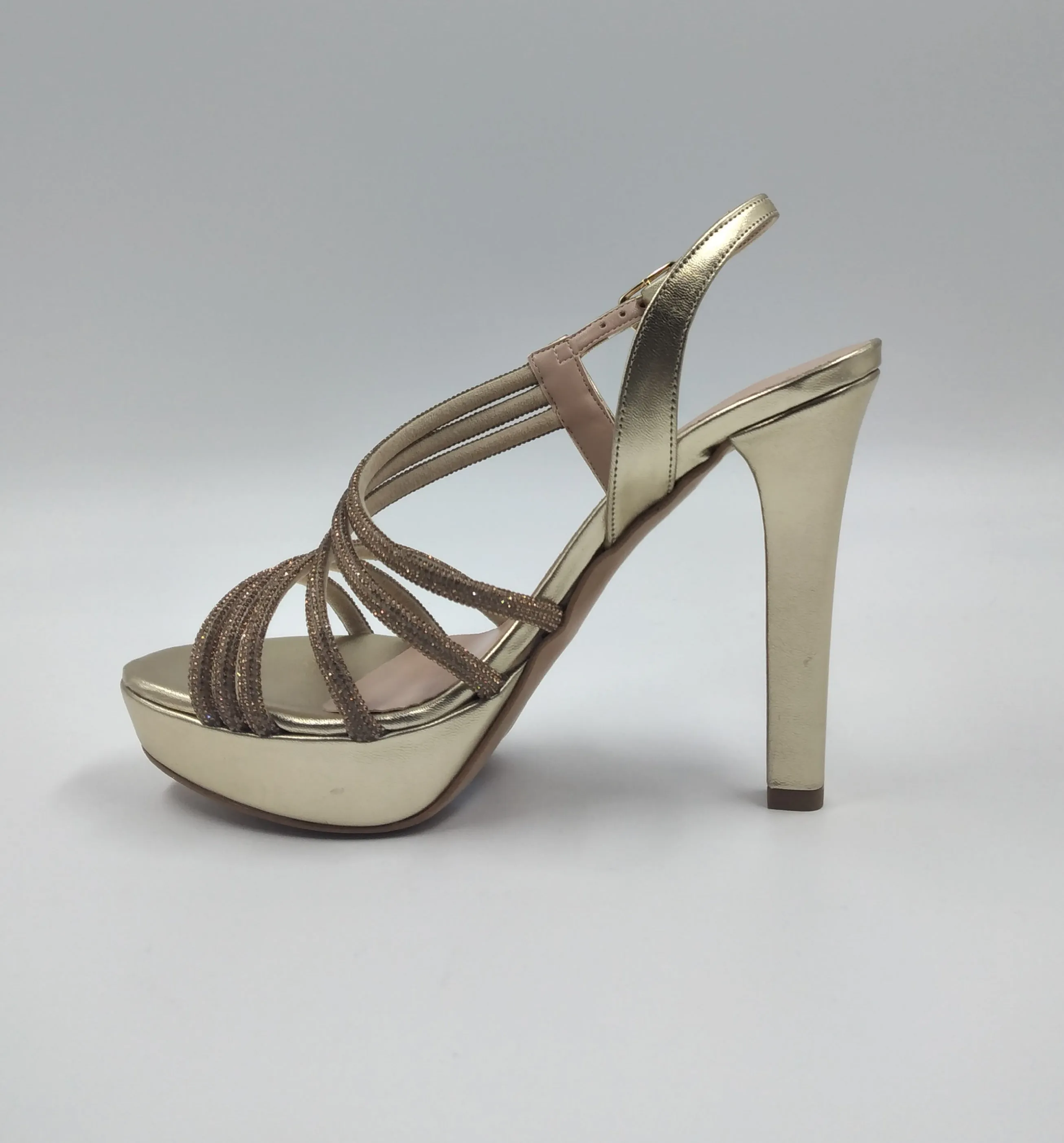 SANDALI FASCE STRASS PLATINO