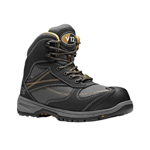 Scarponcino antinfortunistico V12 Footwear da Donna tg. 42, col. Nero, Grigio, ESD