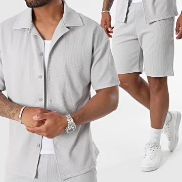 Set camicia a maniche corte e pantaloncini da jogging grigio