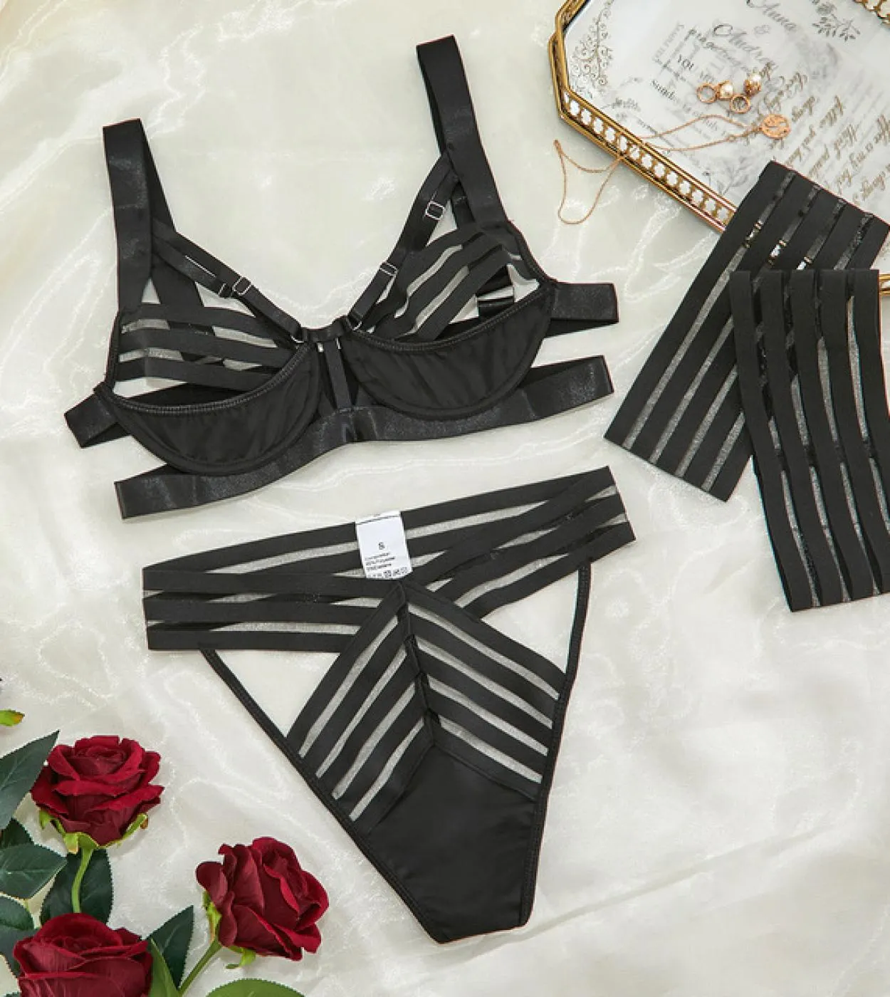 Set di biancheria intima per mutandine Set di biancheria intima per club Set di reggiseno e mutandine da donna gotico da donna