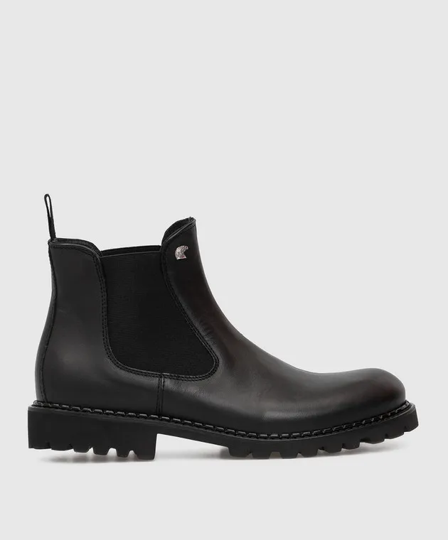 Stefano Ricci Chelsea in pelle nera per bambini YRU10G881VBV