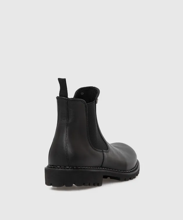 Stefano Ricci Chelsea in pelle nera per bambini YRU10G881VBV