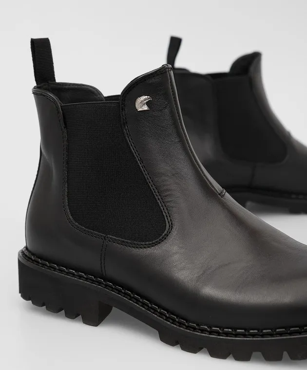 Stefano Ricci Chelsea in pelle nera per bambini YRU10G881VBV
