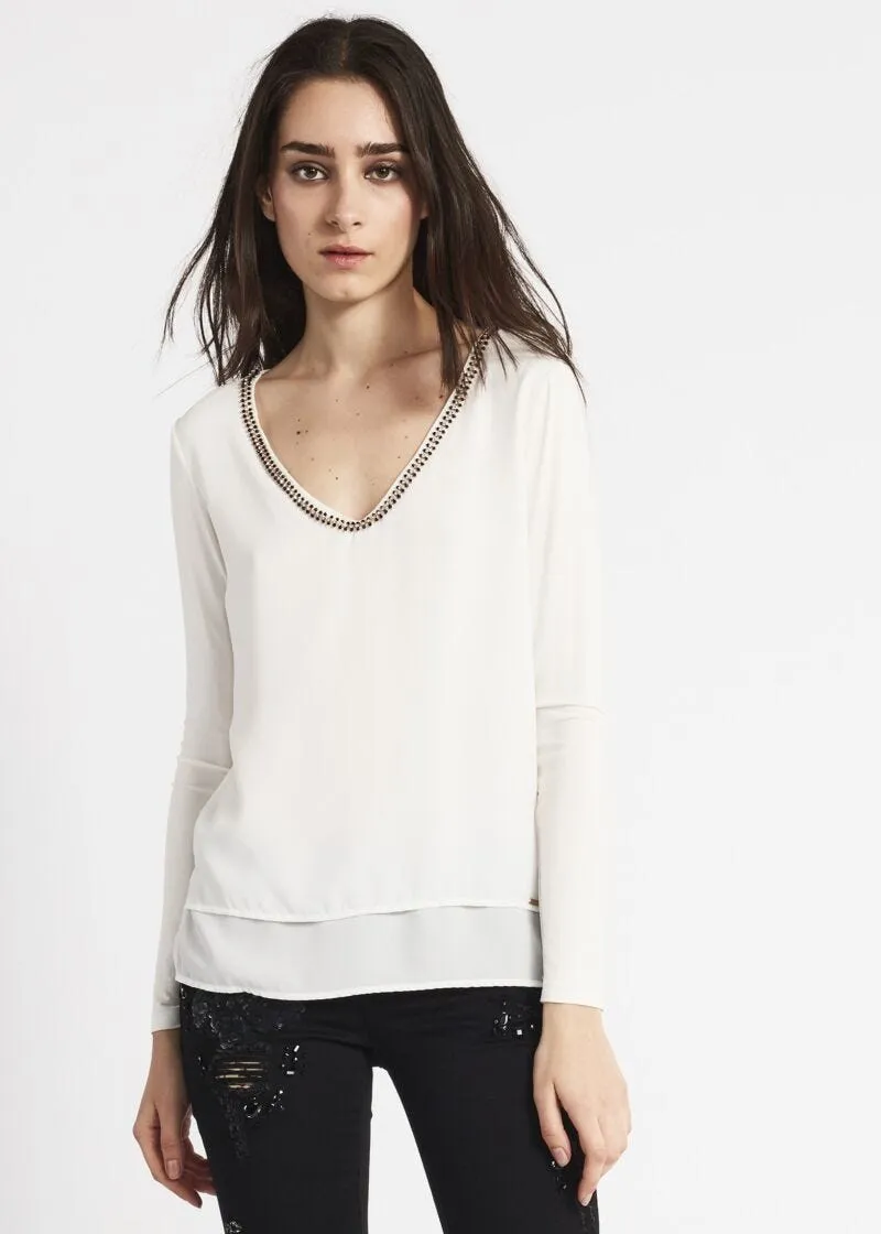 T-shirt con scollo a V