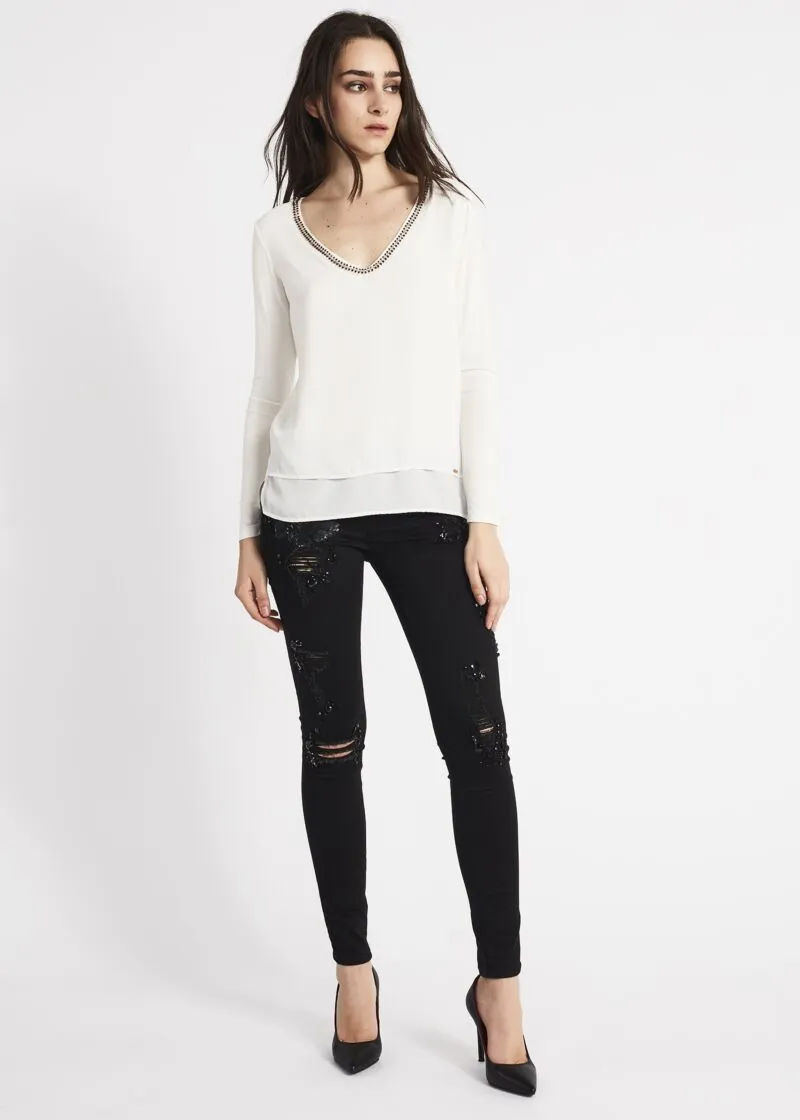 T-shirt con scollo a V