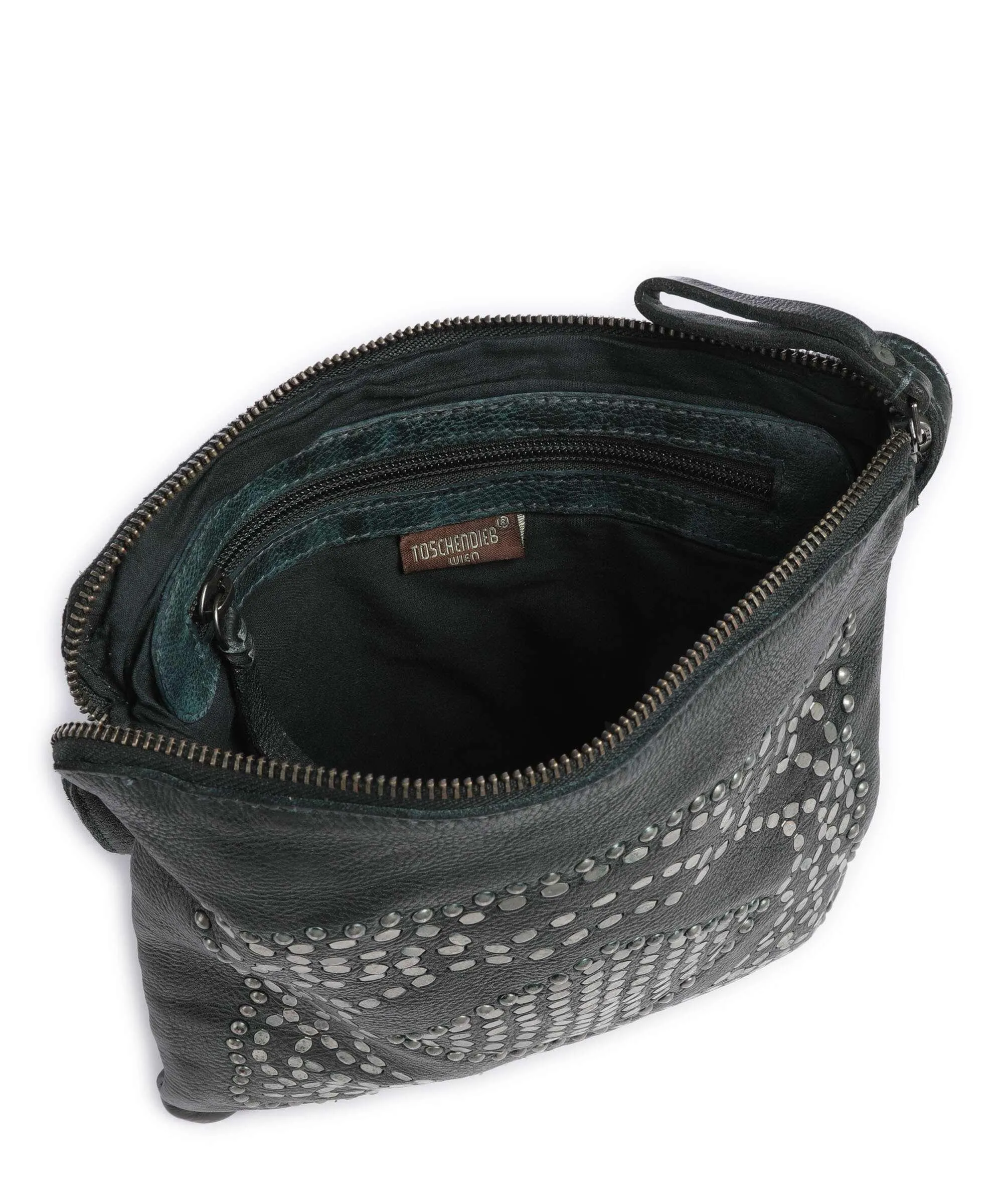  Taschendieb Wien Rossauerlände 4 Borsa a tracolla pelle di vacchetta grana verde scuro  